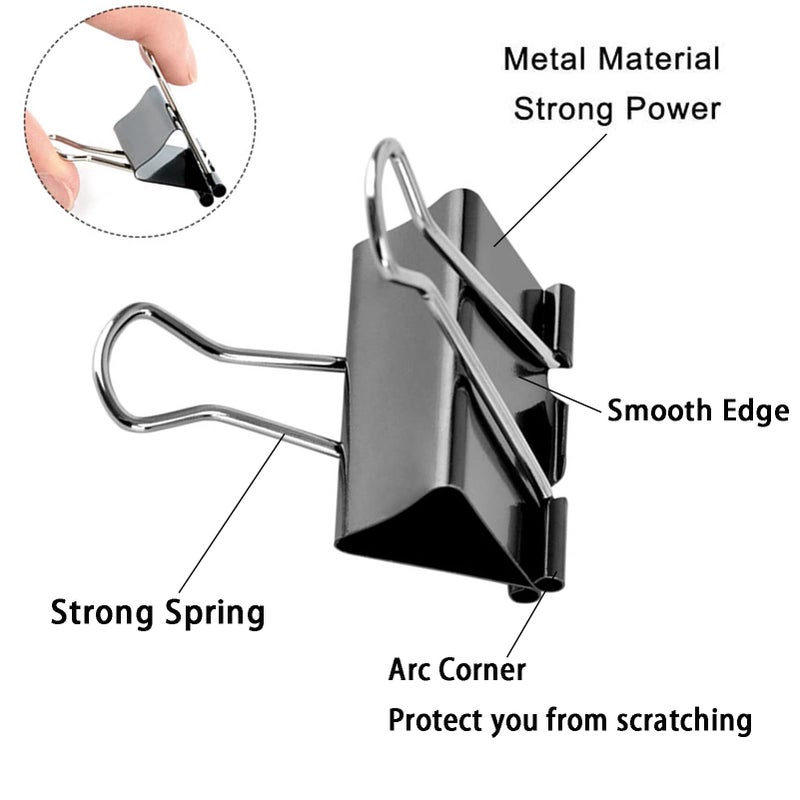 KAKAMINA Medium Binder Clips 1.6 Inch (60 Pack)  Large Binder Clips Medium Paper Clamps for Office and Home Supplies  Black - Image 2